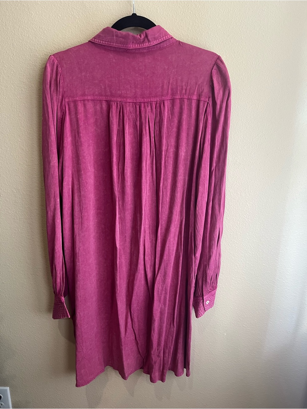 easel Raspberry-Pink Long Sleeve Button-Down Shirt Dress - Picture 4 of 6